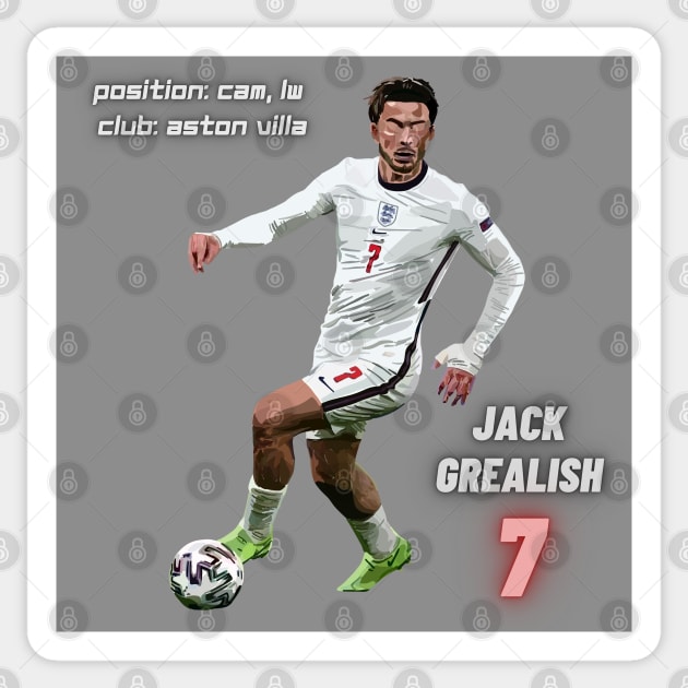 Jack Grealish - England Uefa Euro 2020 Number 7 Sticker by SwasRasaily